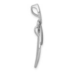 Sterling Silver Rhodium-plated Brushed and Polished Fancy Leaves Chain Slide Pendant - Image 2