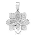 Sterling Silver Rhodium-plated Polished Brushed and Textured Flower Pendant