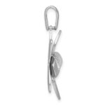 Sterling Silver Rhodium-plated Polished Brushed and Textured Flower Pendant - Image 2