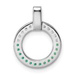 Sterling Silver Rhodium-plated White and Green CZ Open Circle Pendant - Image 3
