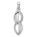 Sterling Silver Rhodium-plated Polished Ovals CZ Pendant