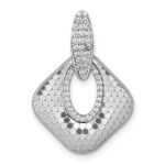 Sterling Silver Rhodium-plated CZ Polished Textured Doorknocker Pendant