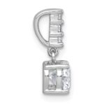 Sterling Silver Rhodium-plated Polished Round CZ Dangling Chain Slide Pendant - Image 2