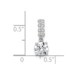 Sterling Silver Rhodium-plated Polished Round CZ Dangling Chain Slide Pendant - Image 4