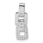 Sterling Silver Rhodium-plated Polished White CZ Double Square Pendant - Image 3