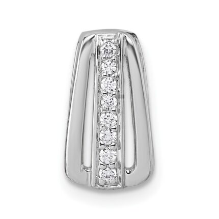Sterling Silver Rhodium-plated Polished White CZ Chain Slide Pendant