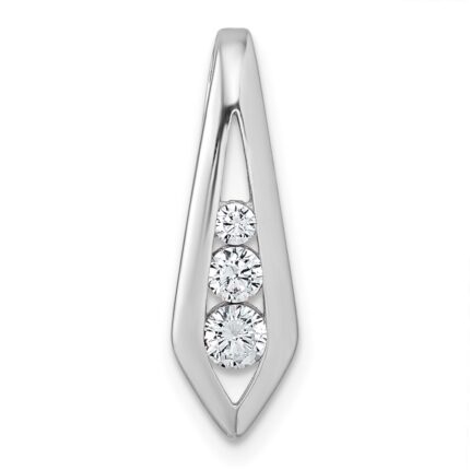 Sterling Silver Rhodium-plated Polished Fancy CZ Kite-shaped Chain Slide Pendant