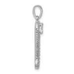 Sterling Silver Rhodium-plated CZ Textured Rectangle Pendant - Image 2