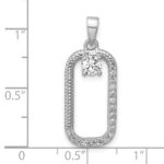 Sterling Silver Rhodium-plated CZ Textured Rectangle Pendant - Image 4