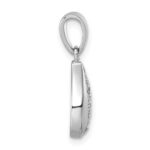 Sterling Silver Rhodium-plated Pave CZ Teardrop Pendant - Image 2