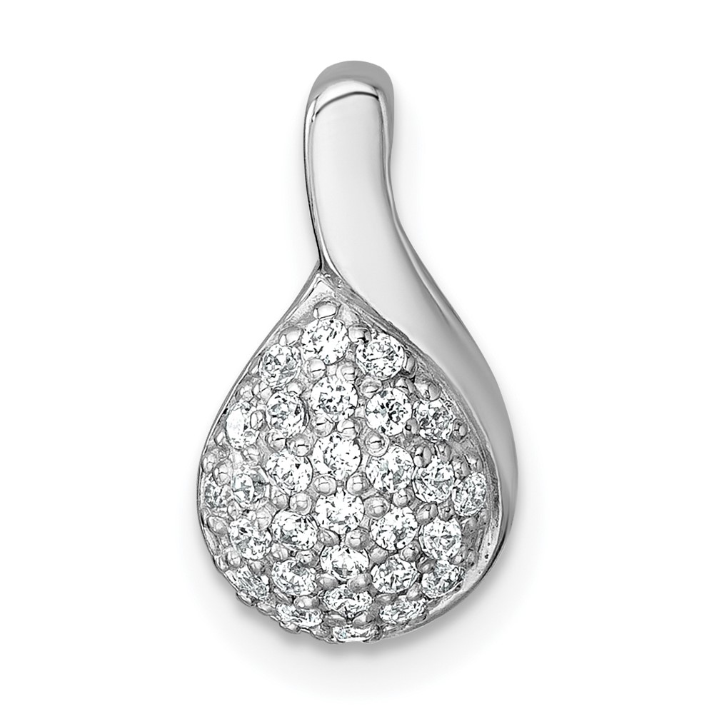 QG7168P.jpg Sterling Silver Rhodium-plated Polished Fancy Teardrop CZ Chain Slide Pendant - Image 1