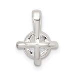 Sterling Silver Polished CZ with 4 CZ Prongs Chain Slide Pendant - Image 3