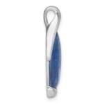 Sterling Silver Rhodium-plated Polished Fancy Marquise Kyanite Cabochon Chain Slide Pendant - Image 2