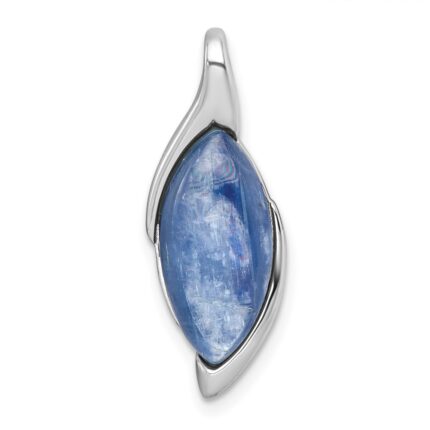Sterling Silver Rhodium-plated Polished Fancy Marquise Kyanite Cabochon Chain Slide Pendant