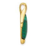 Sterling Silver Gold-Tone Polished Fancy Marquise Malachite Cabochon Chain Slide Pendant - Image 2