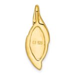 Sterling Silver Gold-Tone Polished Fancy Marquise Malachite Cabochon Chain Slide Pendant - Image 3