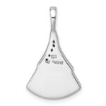 Sterling Silver Rhodium-plated Polished White CZ And Malachite Fan Pendant - Image 3