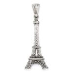 Sterling Silver Antiqued Marcasite 3-D Eiffel Tower Pendant - Image 3