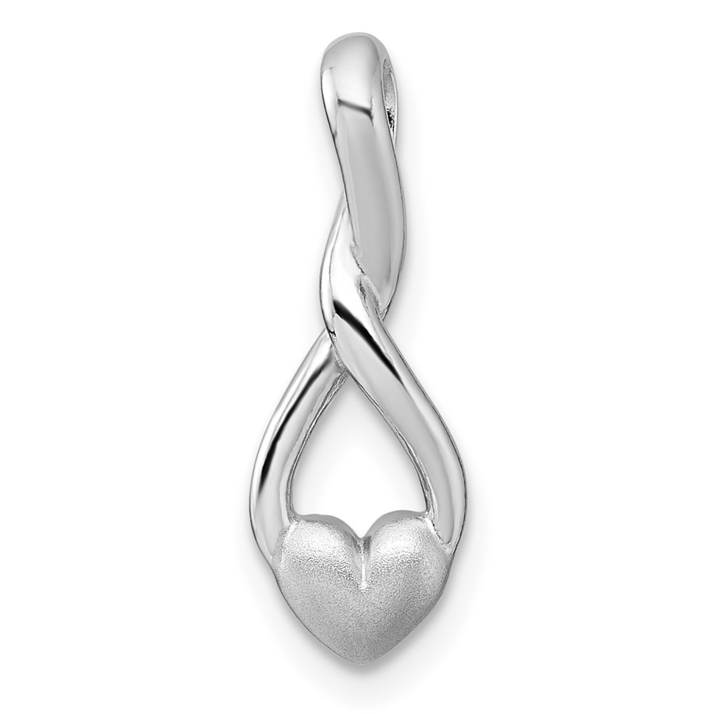 QG7197P.jpg Sterling Silver Rhodium-plated Polished and Brushed Fancy Teardrop Heart Chain Slide - Image 1
