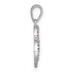 Sterling Silver Rhodium-plated Polished Rainbow Nano Crystals Double Heart Pendant - Image 2