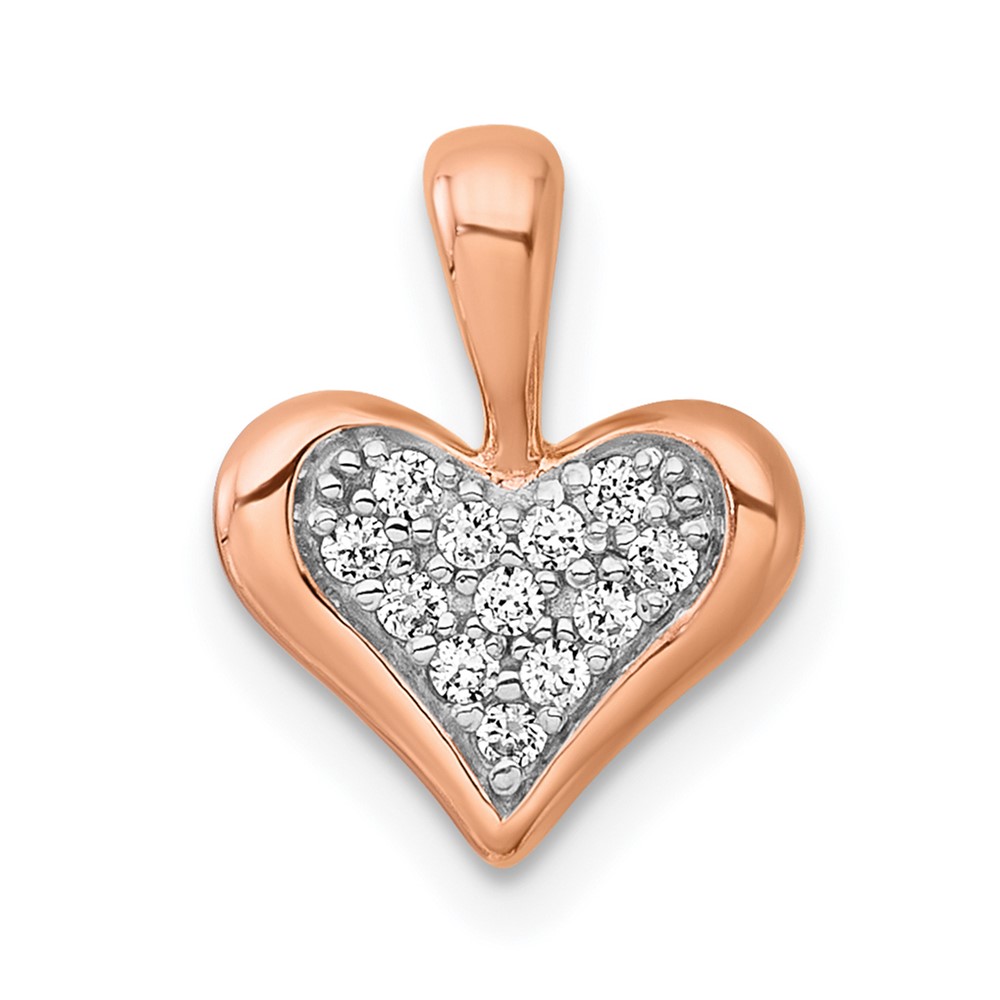 QG7207P.jpg Sterling Silver Rhodium-plated and Rose Gold-plated CZ Heart Pendant - Image 1