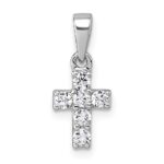 Sterling Silver Rhodium-plated Polished White CZ Cross Pendant