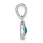 Sterling Silver Rhodium-plated Polished CZ and Compressed Turquoise Cabochon Evil Eye Pendant - Image 2