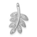 Sterling Silver Rhodium-plated Polished CZ Leaf Chain Slide Pendant