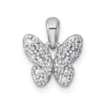 Sterling Silver Rhodium-plated Polished CZ Butterfly Pendant
