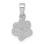 Sterling Silver Rhodium-plated Polished Black Enamel Paw Print with Heart Pendant - Image 3