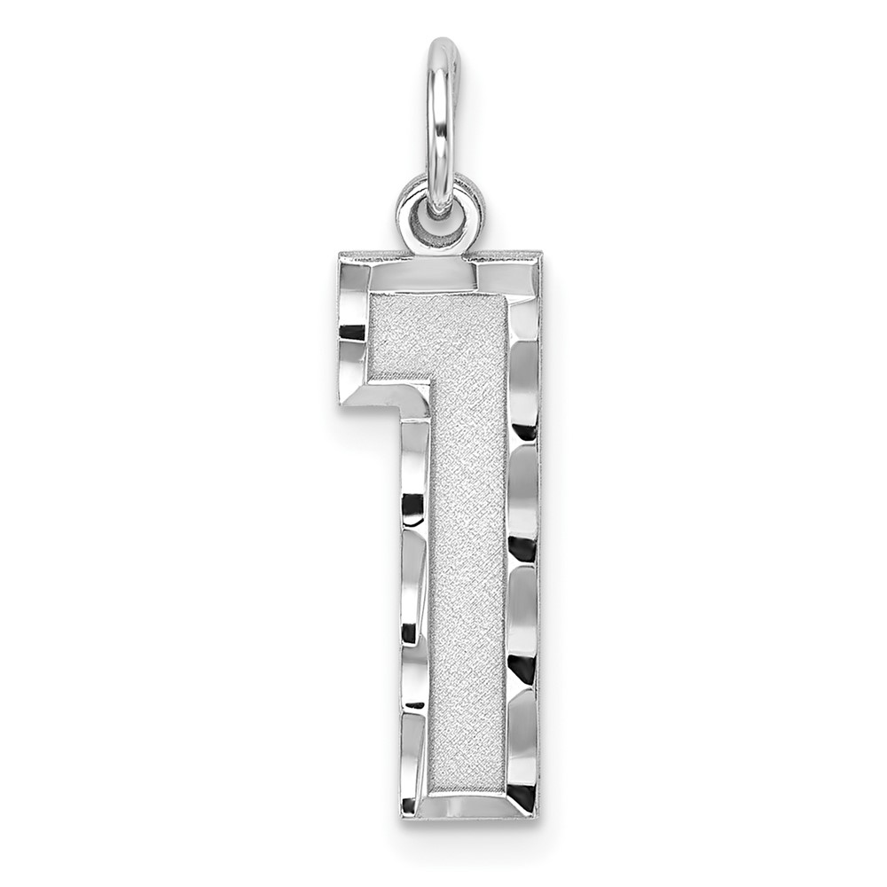 QLN01.jpg Sterling Silver Rhodium-plated Large Diamond-cut #1 Charm - Image 1