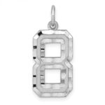 Sterling Silver Rhodium-plated Large Diamond-cut #8 Charm