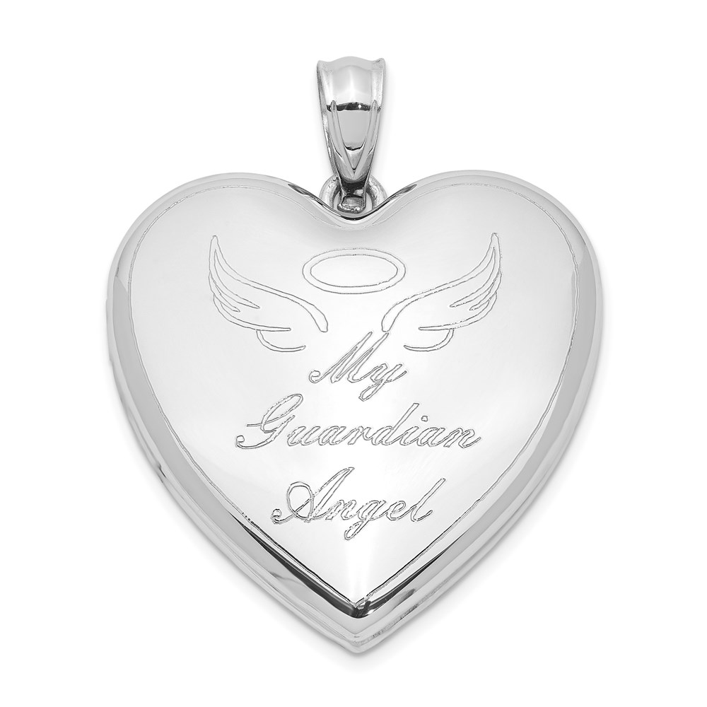 QLS1000.jpg Sterling Silver Rhodium-plated Guardian Angel Ash Holder Heart Locket - Image 1