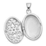 Sterling Silver Rhodium-plated Diamond Accent Filigree Oval 22mm Locket - Image 4