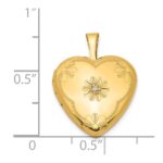 1/20 14K Gold Filled with Diamond Flower Design 15mm Heart Locket - Image 4