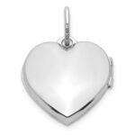 Sterling Silver Rhodium-plated Lab Created Ruby 15mm Heart Locket - Image 4