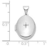 Sterling Silver Rhodium-plated Diamond 17mm Oval Locket - Image 3