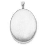 Sterling Silver Rhodium-plated Scroll Design 26x20mm Oval Locket - Image 4