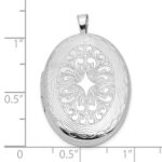 Sterling Silver Rhodium-plated Polished Medallion 26x20mm Oval Locket - Image 3