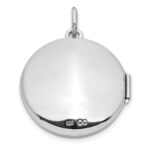 Sterling Silver Rhodium-plated CZ Compass 20mm Round Locket - Image 4