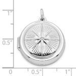 Sterling Silver Rhodium-plated CZ Compass 20mm Round Locket - Image 3