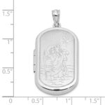 Sterling Silver RH-plated Satin St. Christopher 30x19mm Rectangle Locket - Image 3