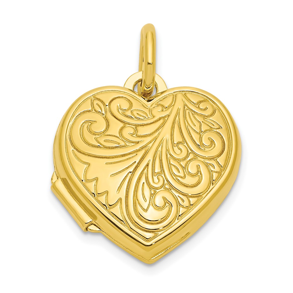 QLS1097.jpg Sterling Silver Gold-tone Polished Filigree Design Heart Locket - Image 1