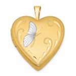 1/20 14K Gold Filled & White Rhodium Satin Butterfly 19mm Heart Locket