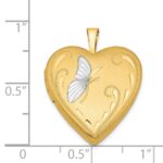 1/20 14K Gold Filled & White Rhodium Satin Butterfly 19mm Heart Locket - Image 4