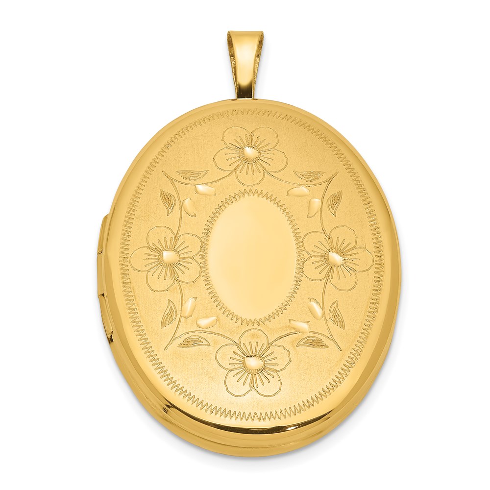 QLS111.jpg 1/20 14K Gold Filled 26mm Floral Oval Locket - Image 1