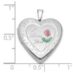Sterling Silver Rh-plate Polish/Satin Epoxy 20mm I Love You Rose Locket - Image 5