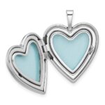 Sterling Silver RH-plate Polished/Satin Epoxy 20mm Butterfly Heart Locket - Image 4
