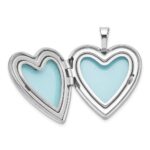 Sterling Silver RH-plated Satin/Polished Angel Wings 20mm Heart Locket - Image 4