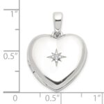 Sterling Silver E-coated CZ 19mm Heart Locket - Image 5